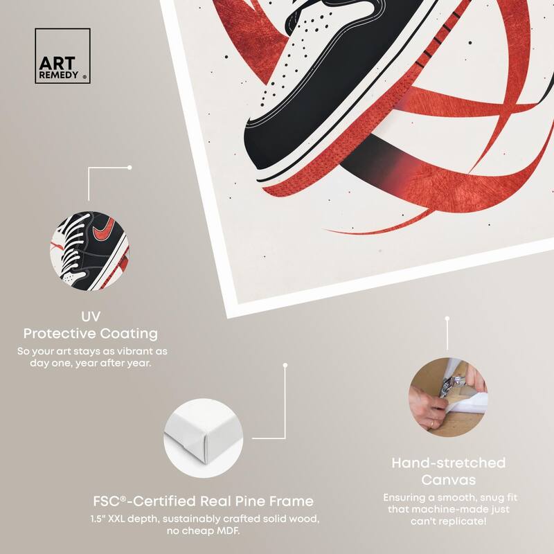 Red Ribbon Sneaker Canvas by Art Remedy, Gallery Wrapped
