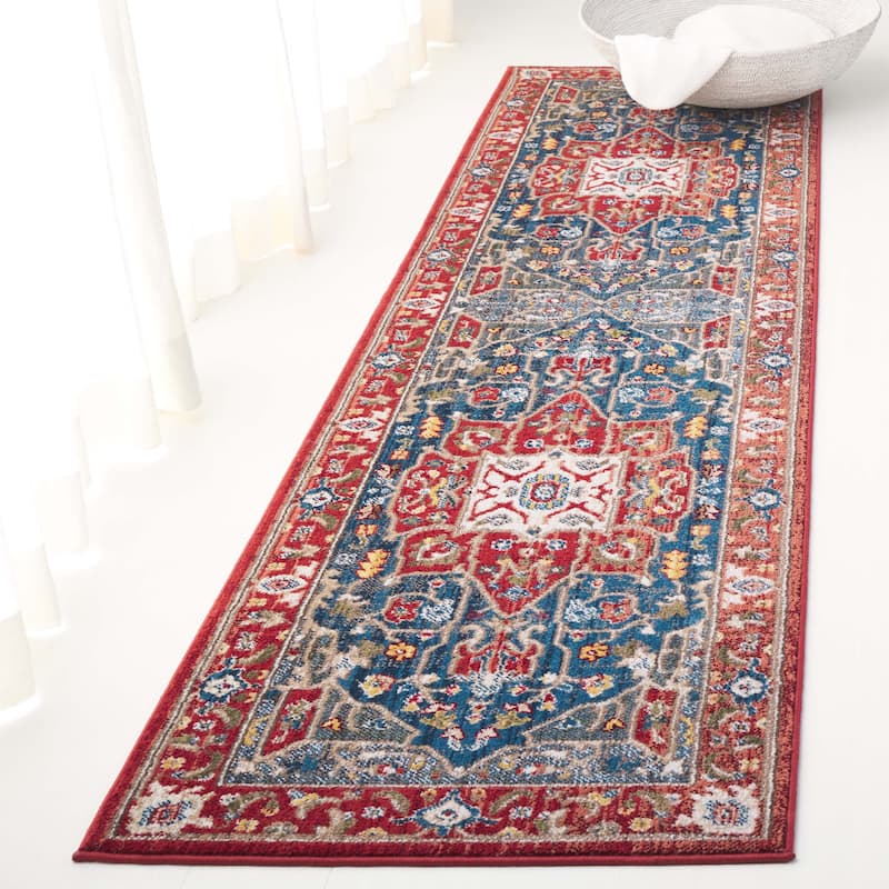 Lauren Ralph Lauren Camille Traditional Medallion Rug Fringe - 2'6" x 4' - Red/Navy