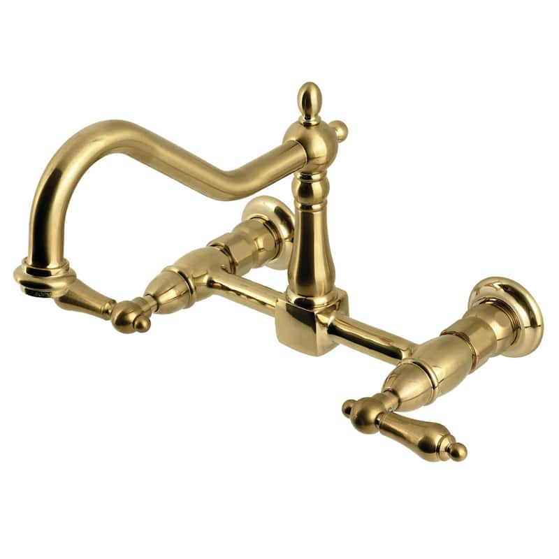 Heritage Two-Handle Wall Mount Kitchen Faucet - Brushed Brass