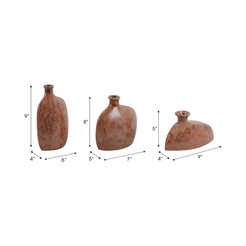 Stoneware Decorative Vases Sleek Sculptural Design Modern (Set of 3)