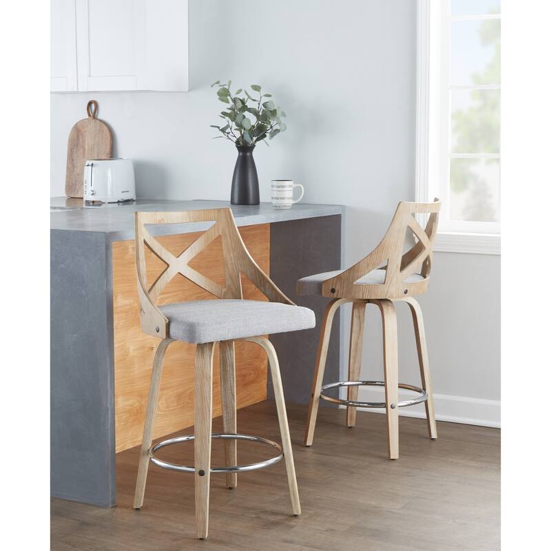 The Gray Barn Charlotte 26" Fixed-Height Counter Stool with Bent Wood Legs (Set of 2)