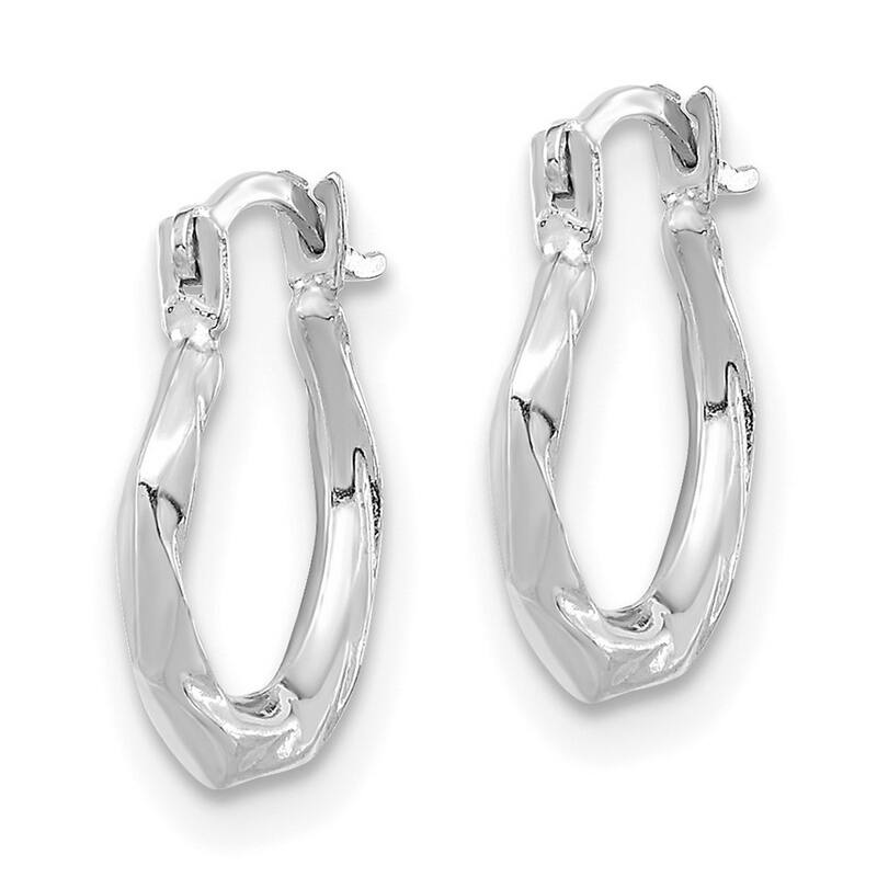 Curata 14k White Gold Small Polished Twist Hoop Earrings 12.99x1.5mm