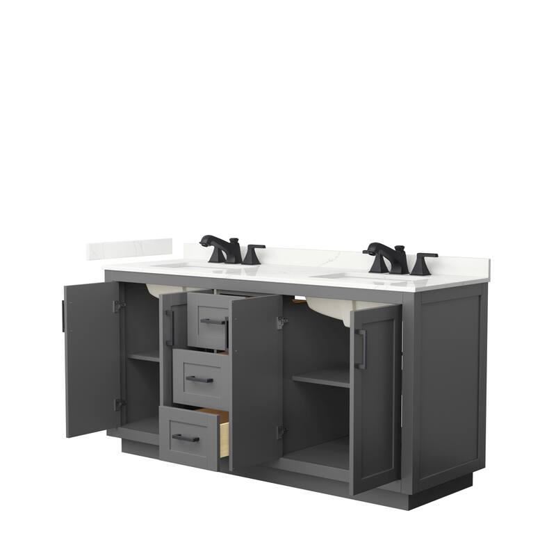 Miranda 66-inch Double Vanity, Quartz Top