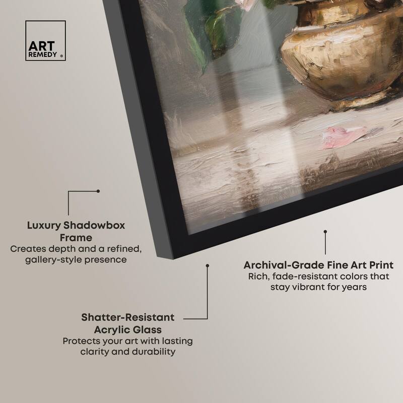 Pink Petals and Brass Shadowbox by Art Remedy