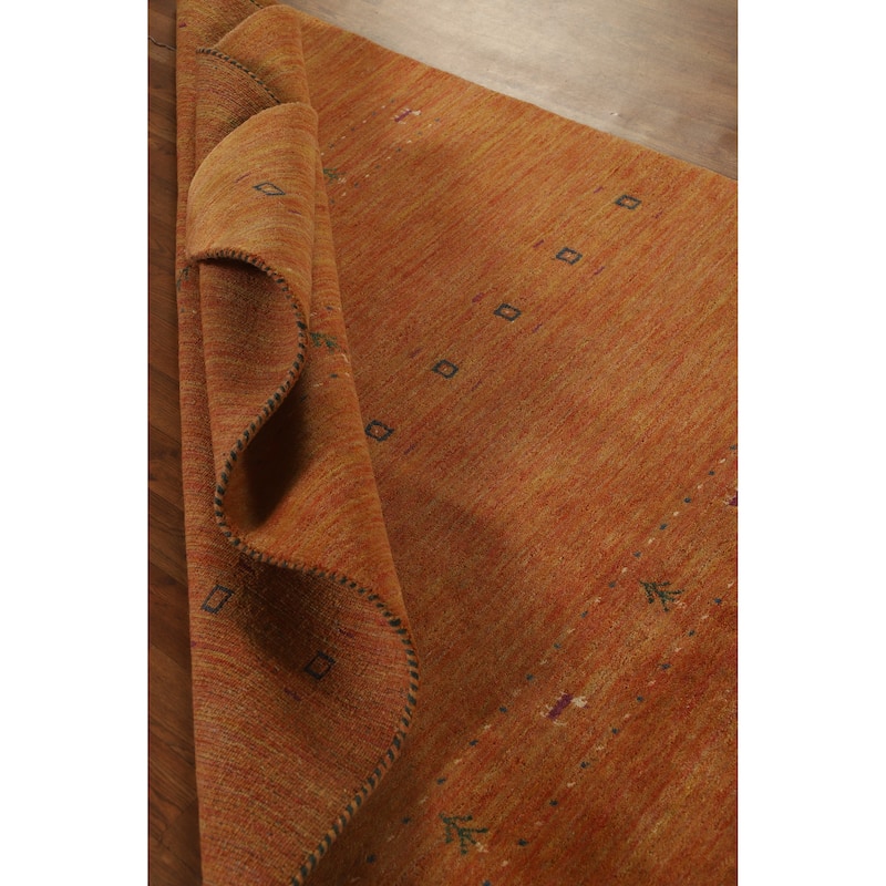Hand Knotted Oriental 100% Wool Carpet Tribal Animal Pictorial Oranges & Rust Gabbeh Area Rug - 7' 8'' X 4' 10''