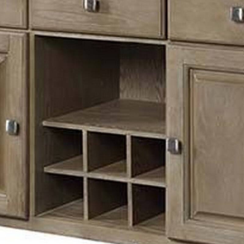 56 Inch Sideboard Buffet Console Cabinet, 3 Drawers, 2 Doors, Wood, Oak