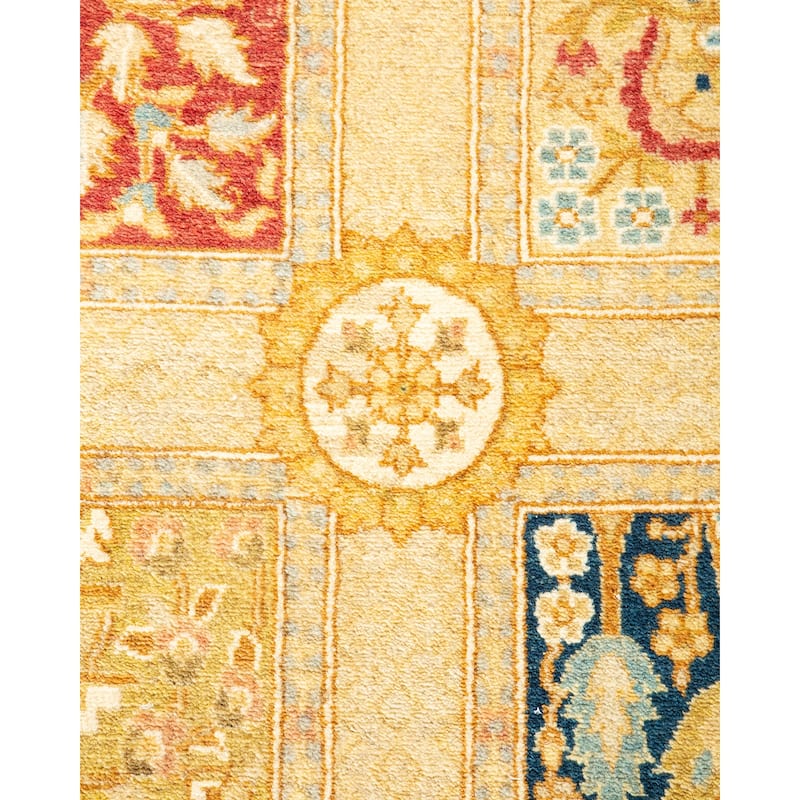 Overton Hand Knotted Wool Vintage Inspired Traditional Mogul Ivory Runner Rug - 2' 8" x 13' 1"