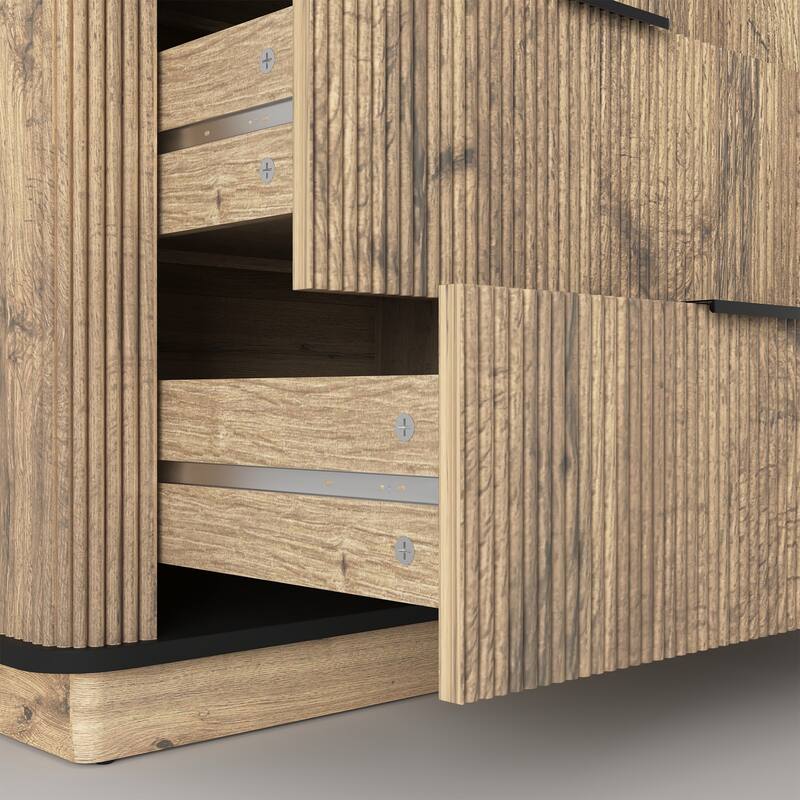 Modern Multi-functional Six-drawer MDF Cabinet,The perfect combination of rounded corners and multifunctional design
