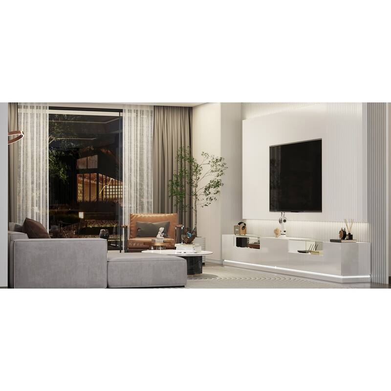 LED TV Stand for 75 inch TV High Gloss Center Media Console Table