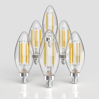 Classic Non-Dimmable C35-4W LED Edison Glass Bulbs with E12 Base, 80+ CRI, Warm White 2700K, Clear (Pack of 6) by JONATHAN Y