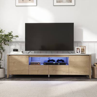 70 Inches TV Stand with LED Lights for Gaming Bedroom - M