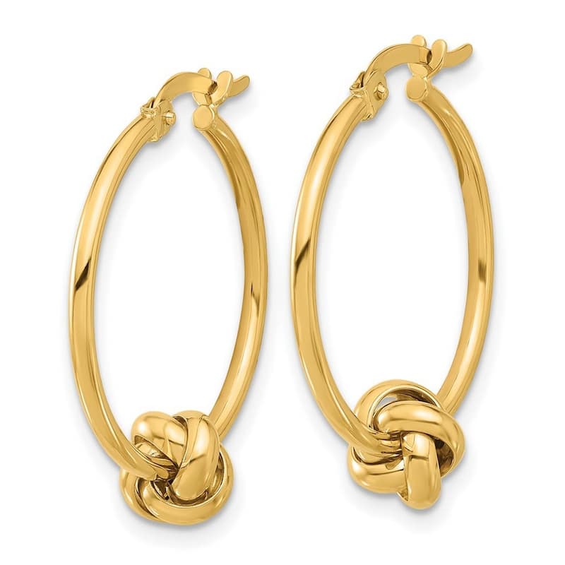Curata 14k Yellow Gold Polished Knot Hoop Earrings - 26.65x22.42mm