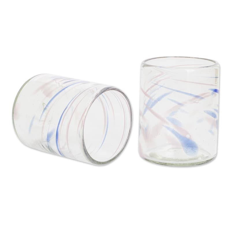 Novica Handmade Violet Essence Handblown Recycled Rocks Glasses (Pair)
