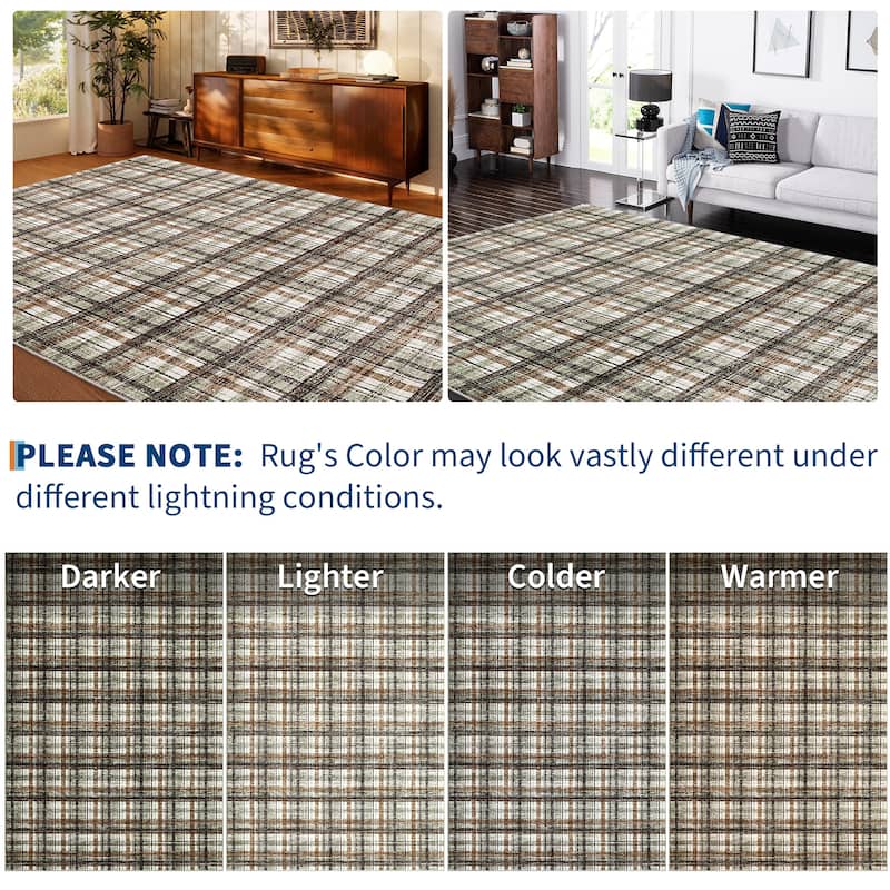 Garvee Timeless Check Washable Area Rug