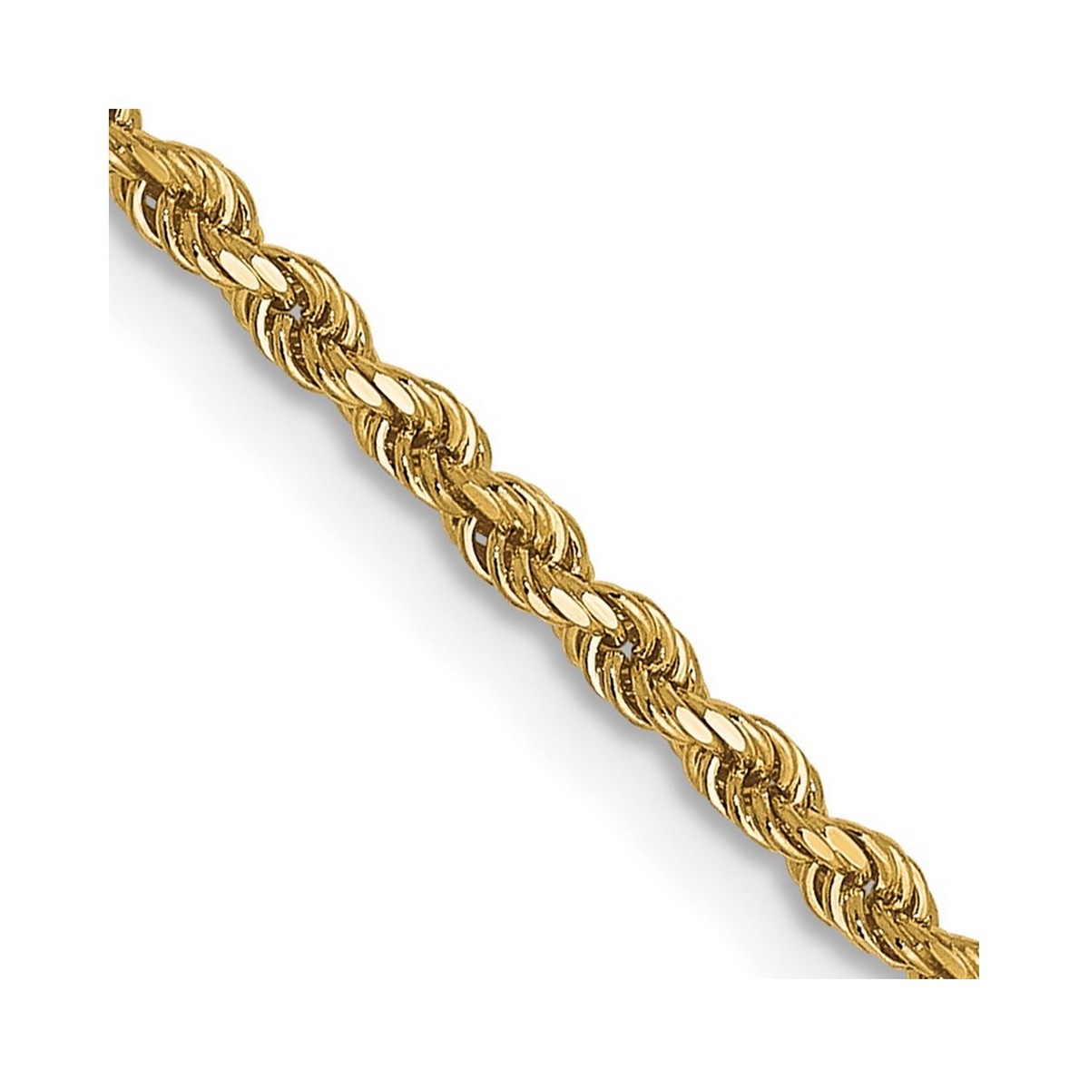Curata 10k Yellow Gold Solid 1.75mm Diamond-cut Light Rope Chain ...