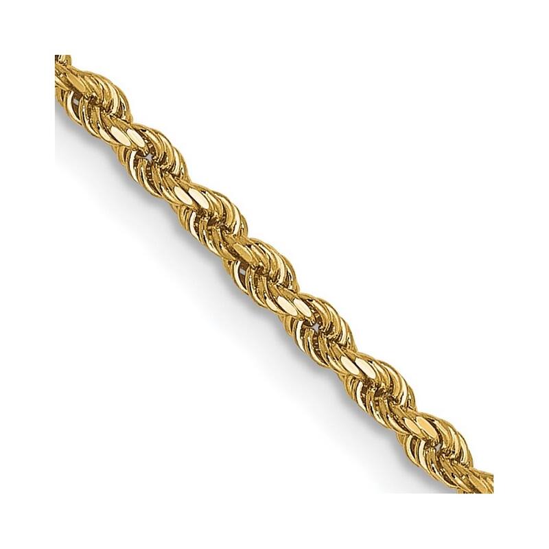 Curata 10k Yellow Gold Solid 1.75mm Diamond-cut Light Rope Chain ...