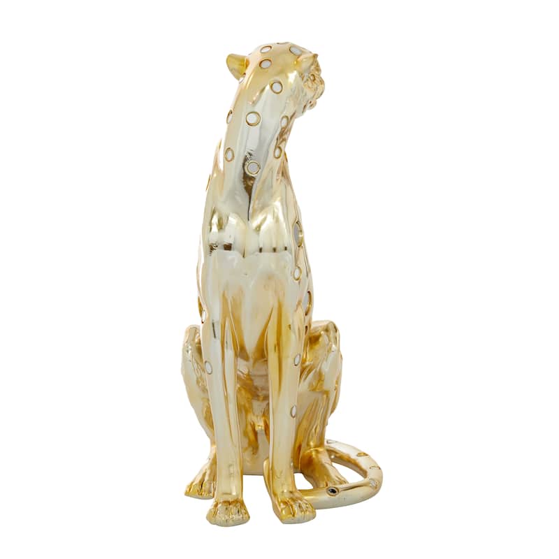 Polystone Glam Sculpture Leopard 16 x 7 x 9 - 7 x 9 x 16