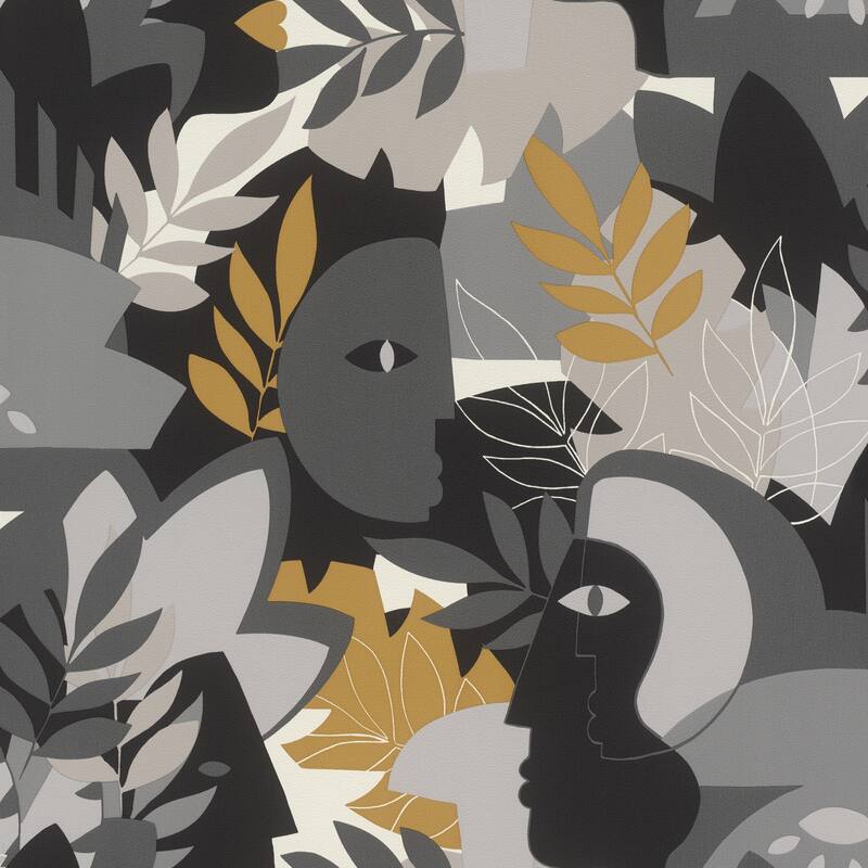 Rasch Giacometti Grey Flora & Faces Wallpaper