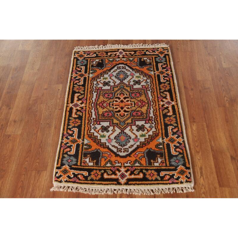 Heriz Serapi Oriental Rug Handmade Medallion Wool Carpet - 2'0"x 3'0"