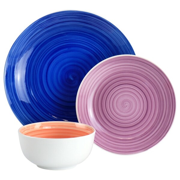 Gibson Home Color Vibes Fine Ceramic 12 Piece Dinnerware Set 12
