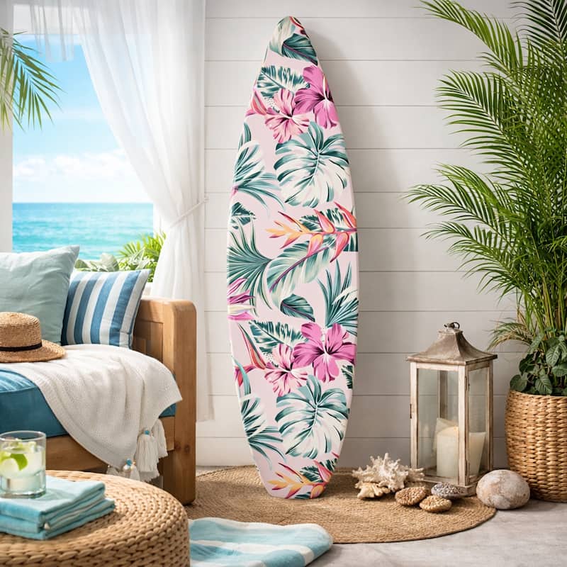 American Art Decor Surfboard Plaque Wall Sign - 60" x 15" - Exotic Wallpaper