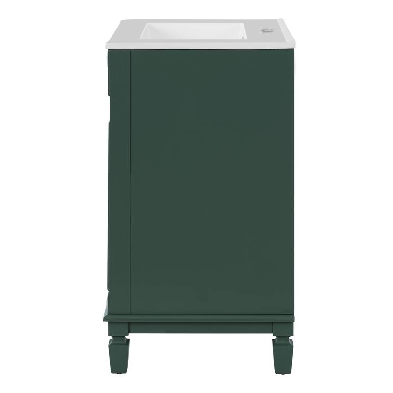 24" Bathroom Vanity with Top Sink, Modern Bathroom Storage Cabinet with 2 Soft-Closing Doors