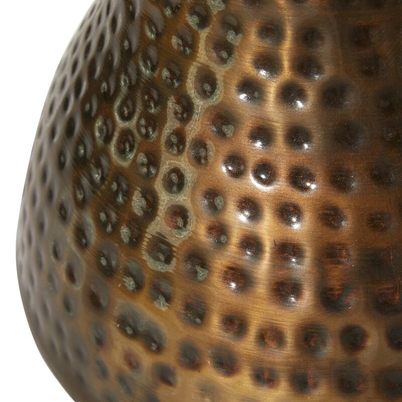 Metal Hammered Accent Table with Hourglass Shape - Silver, Gold or Bronze - Roche River Decor