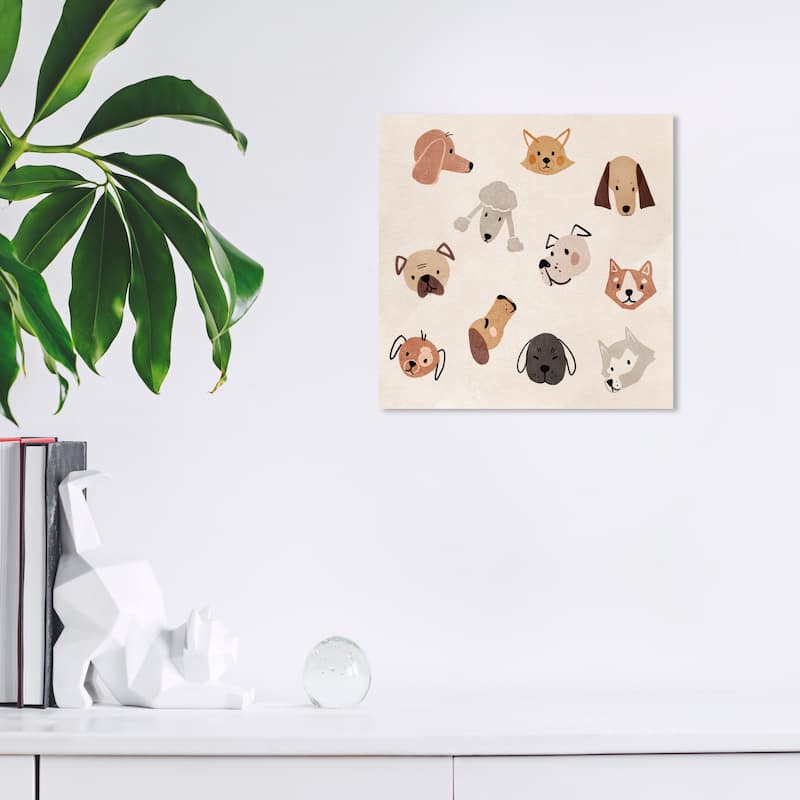 Wynwood Studio Canvas Animals Dog Park Brown and Beige Modern & Contemporary Wall Art Canvas Print - 12 x 12