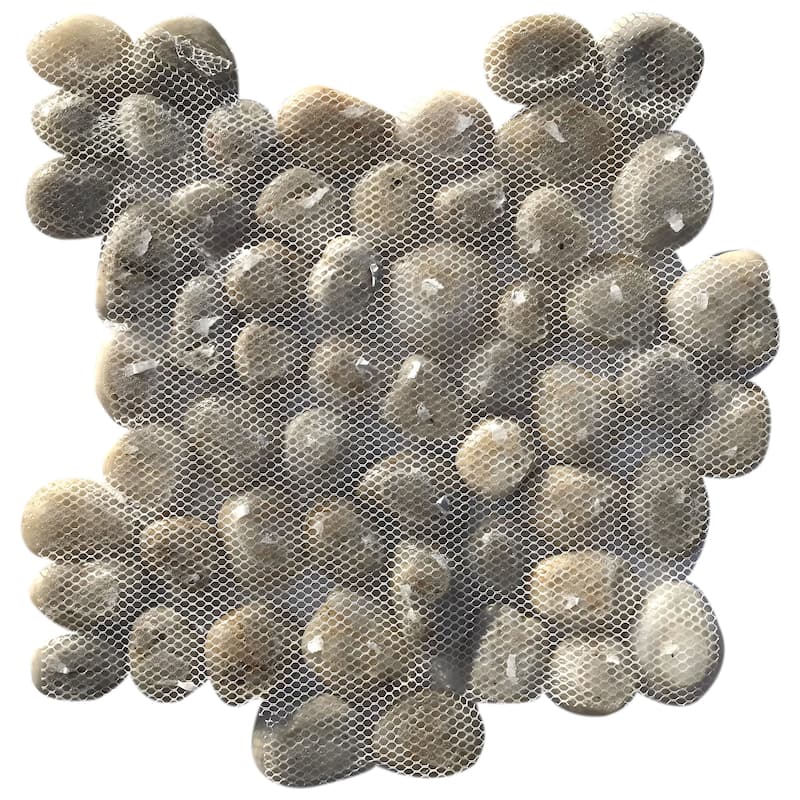 Khaki Natural Stone Pebble Mosaic Tile