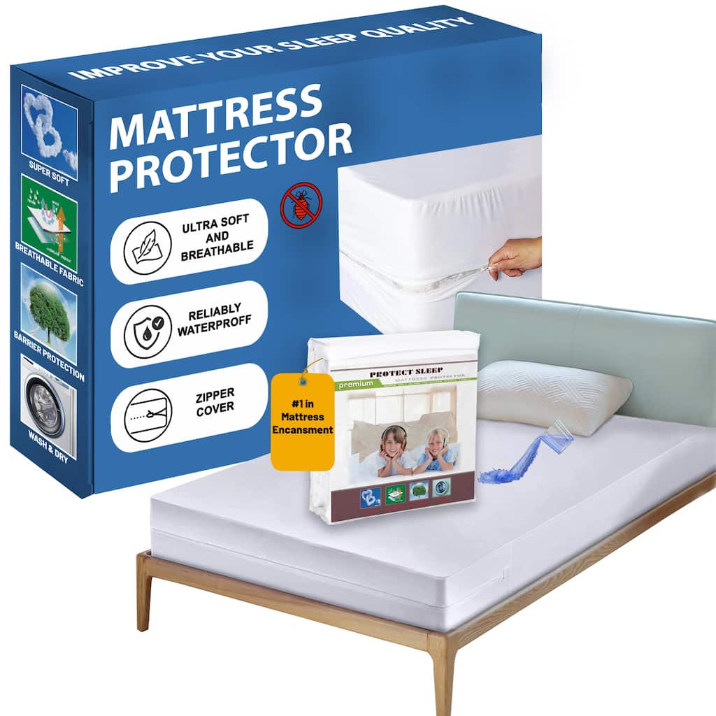 Onetan, Mattress Protector, Ultra Soft-Premium Breathable & Noiseless Cover, Water Proof, Zippered, Fits Mattress 6” to 9”,white