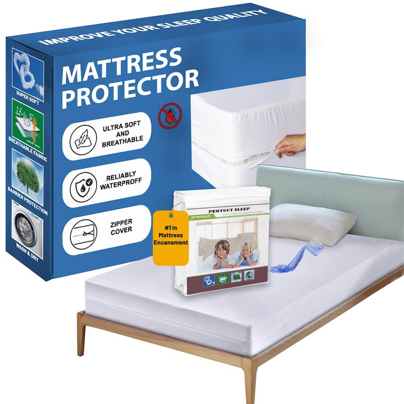 Onetan, Mattress Protector, Ultra Soft-Premium Breathable & Noiseless Cover, Water Proof, Zippered, Fits Mattress 6” to 9”,white