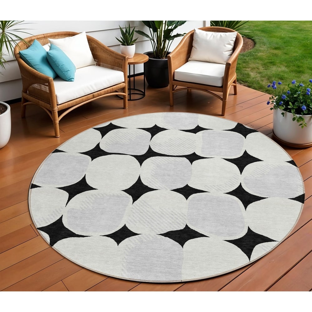 HomeRoots Abstract Transitional Rectangle Outdoor Rug