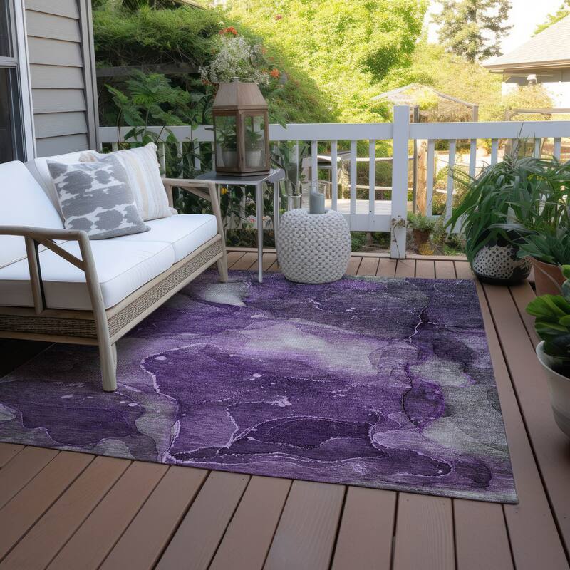 Almisi Artistic Abstract Weather Resistant Blended Style Outdoor Rug