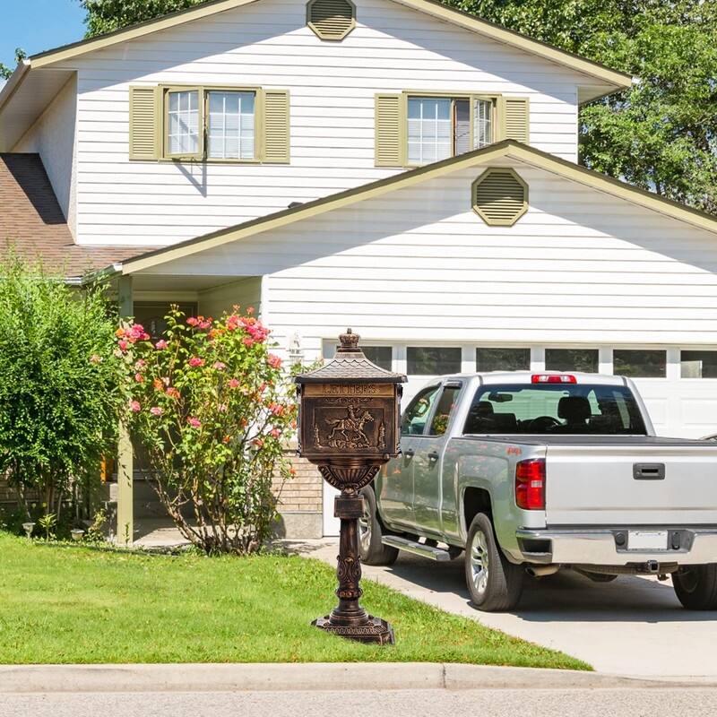 Cast Aluminum Mail Boxes for House with Post Rustproof Mailbox
