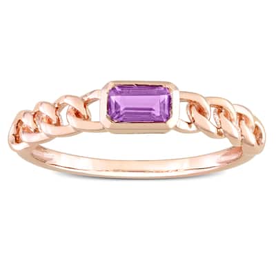 Miadora 10k Rose Gold African Amethyst Stackable Link Ring