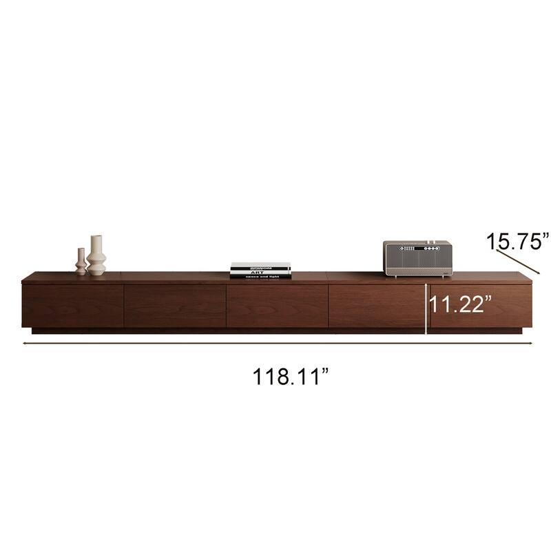 Mid Century Modern TV Stands,Brown Solid Wood Media Console with 3-6 Drawers