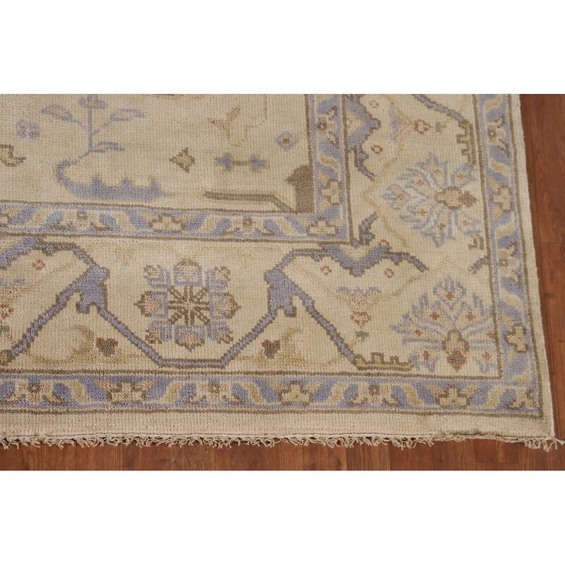 Beige Oushak Oriental Area Rug Handmade Wool Carpet - 7'11"x 9'0"