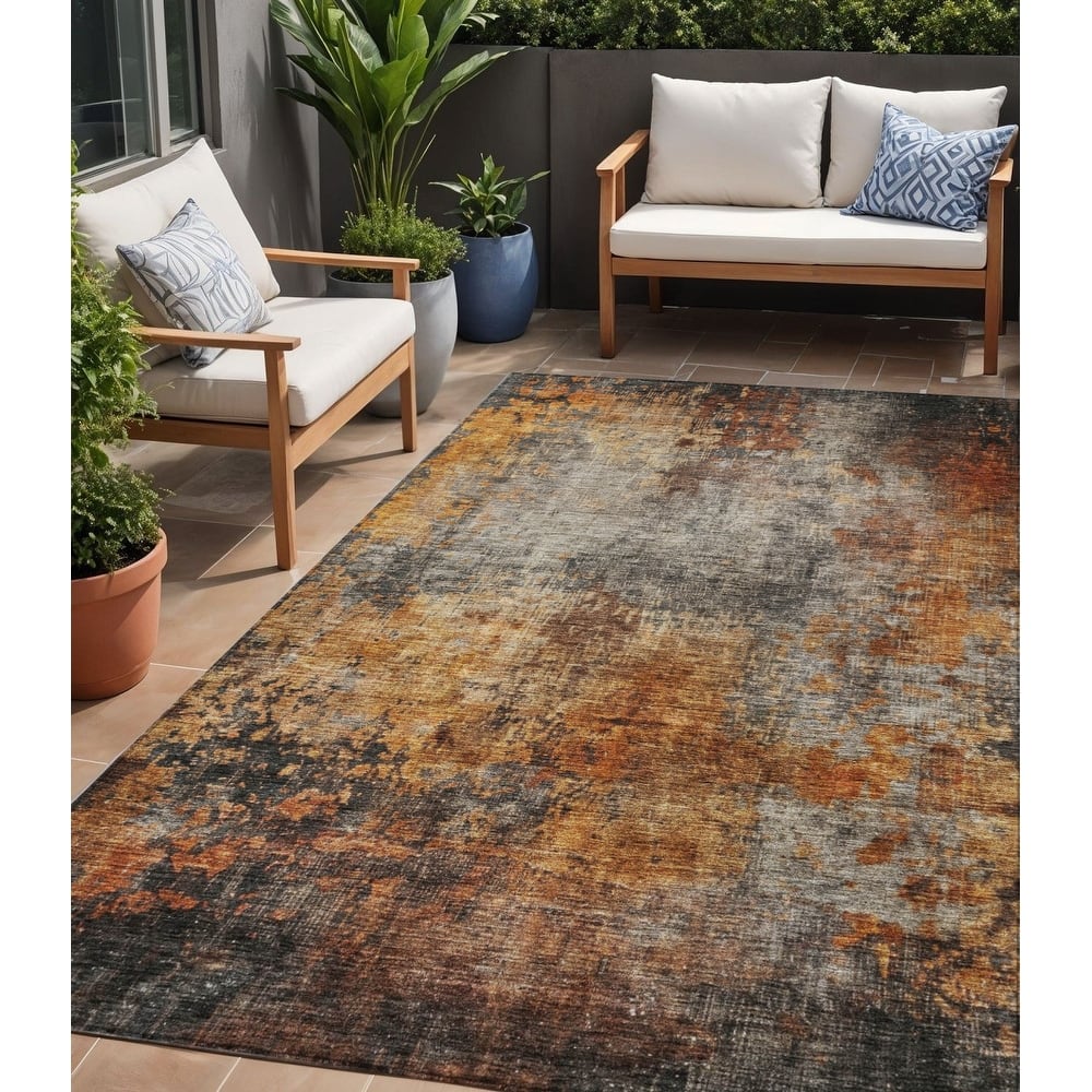 HomeRoots Abstract Transitional Rectangle Outdoor Rug