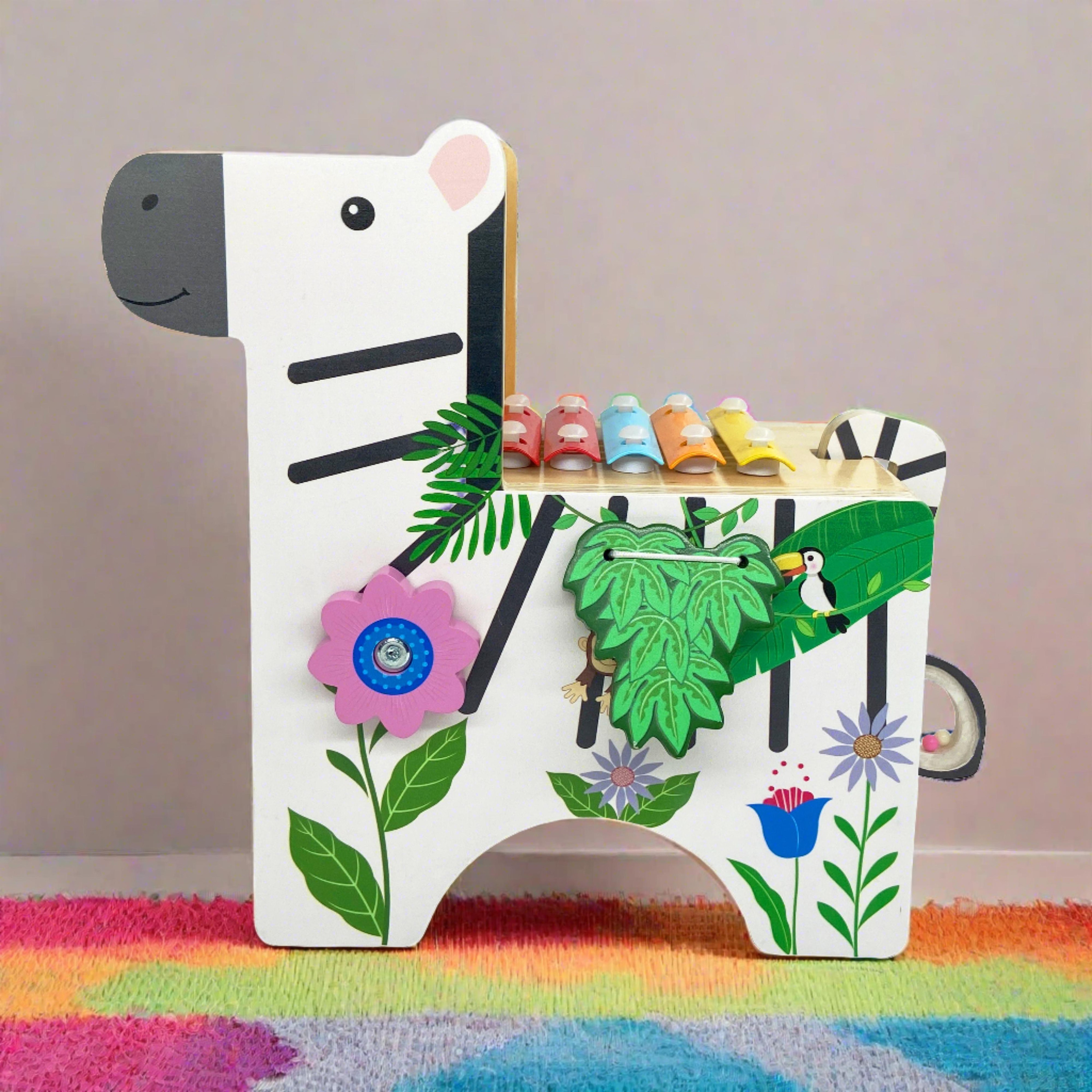 Toddler Zebra Activity Play Center with Xylophone - 10.25" L x 5.39" W x 11.0" H