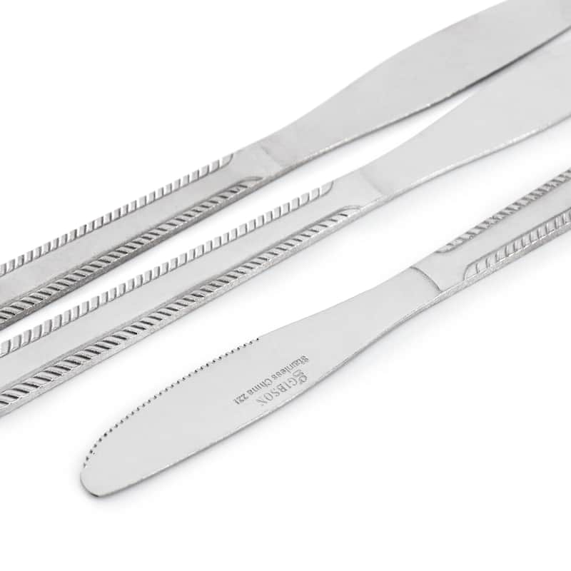 Gibson Home Tustin 3 Piece Stainless Steel Dinner Knife Flatware Set in Silver
