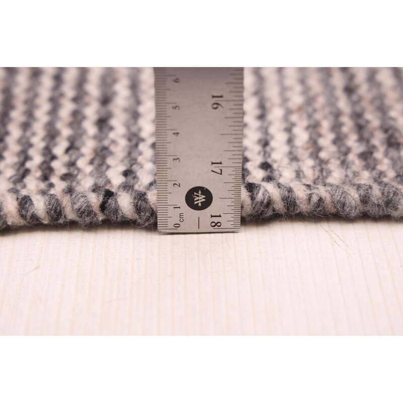 ECARPETGALLERY Flat-Weave Nevada Dark Grey Wool Kilim - 5'5 x 7'9