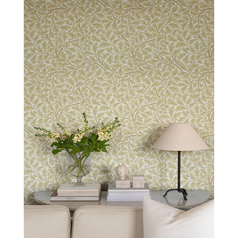 A-Street Prints Oak Tree Light Yellow Leaf Wallpaper