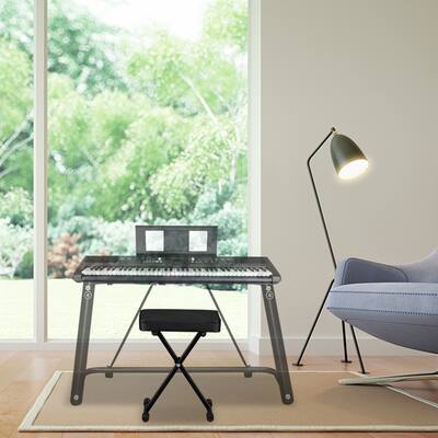 Foldable 3-levels Black Piano Bench