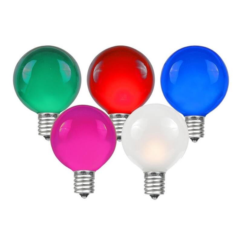 25 Pack G40 Outdoor Patio Globe Replacement Bulbs, Clear, C7/E12 Base - Medium - Multi