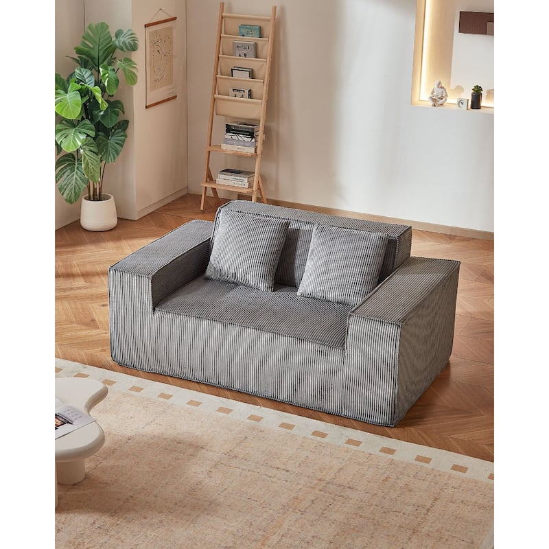 63” Wide Space-Saving Corduroy Loveseat Sofa 2-Seater Couch with High-Resilience Cushions - 63” x 37” x 28.3”