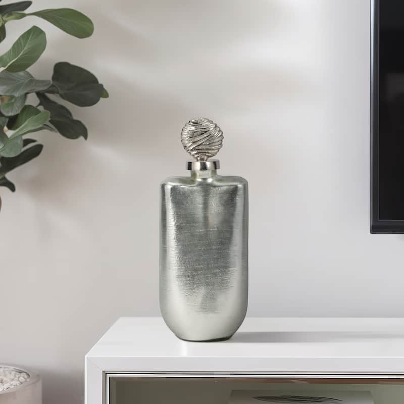 Sagebrook Home Glass and Aluminum Decorative Bottle Jar for Modern Homes - 7" x 4" x 16"