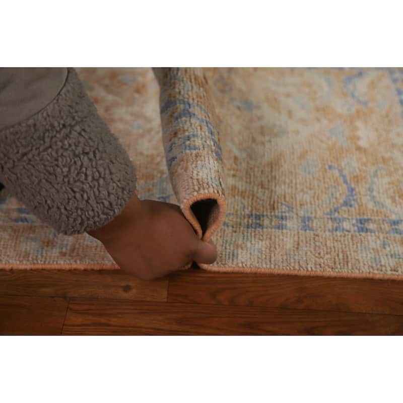 Vegetable Dye Oushak Turkish Oriental Wool Rug Handmade Foyer Carpet - 1'10" x 3'9"