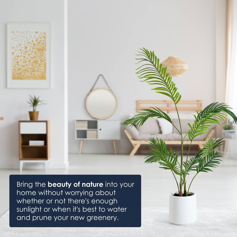American Art Decor Artificial Faux Tree in White Tapered Ceramic Pot