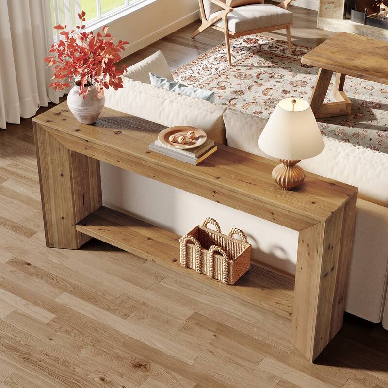 63 Inch Solid Wood Console/Entryway Table with Storage
