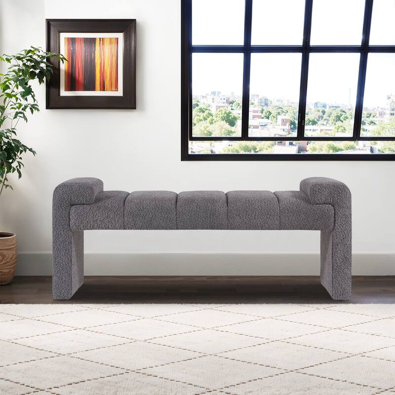 54" Boucle Bedroom Bench with Channel Tufted